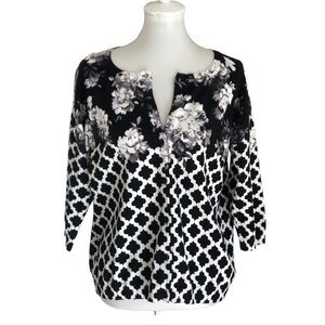 Isaac Mizrahi button down floral cardigan sweater